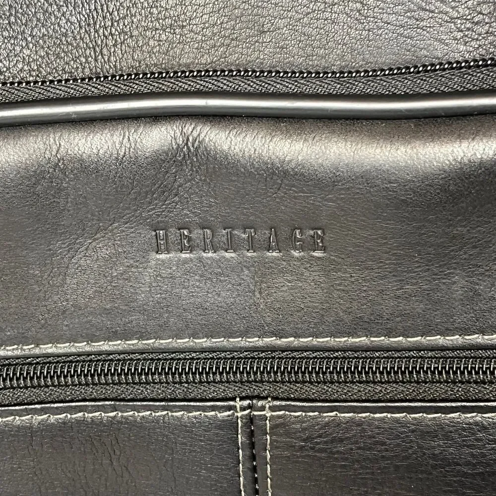 Hertitage Leather Laptop Messenger Bag Black